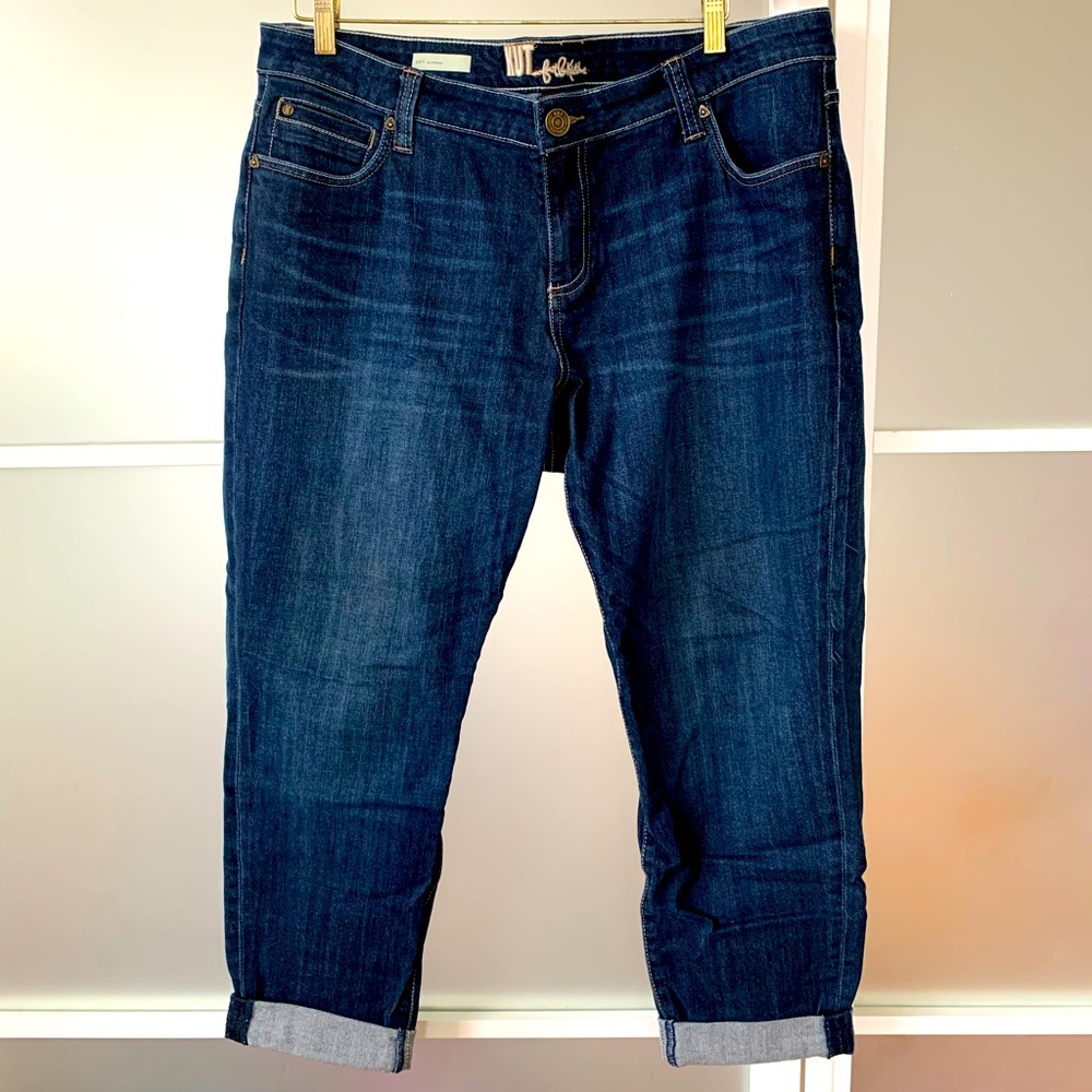 Kut from the Kloth dark blue Katy boyfriend jeans. Size 14W.